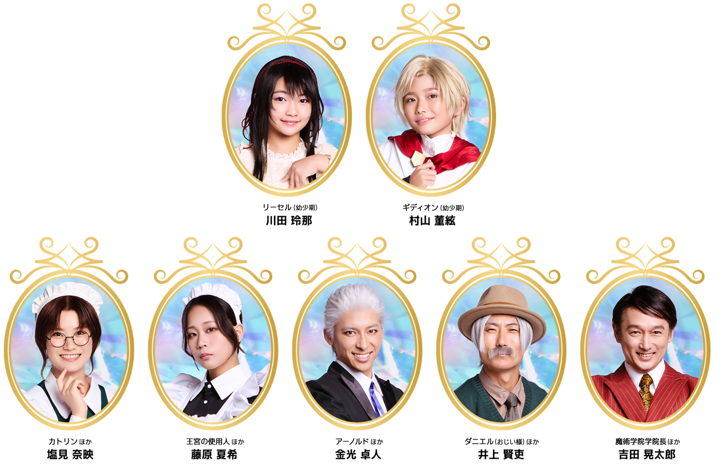 リーセル（幼少期）：川田玲那／ギディオン（幼少期）：村山董絃／カトリンほか：塩見奈映／王宮の使用人ほか：藤原夏希／アーノルドほか：金光卓人／ダニエル（おじい様）ほか：井上賢吏／魔術学院学院長ほか：吉田晃太郎